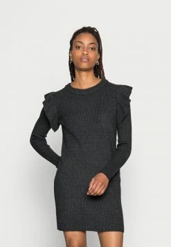 Deals ✔️ JDY WILLA FRILL 👗 DRESS - Jumper 👗 DRESS - Dark Grey Melange ⌛