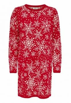 Discount 💯 JDYMIKA L/S X-MAS JACQAURD - Jumper 👗 Dress - True Red 🔔