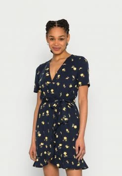 Best deal 🤩 JDYSUE WRAP 👗 DRESS - Jersey 👗 DRESS - Night Sky/yellow Flower ⌛