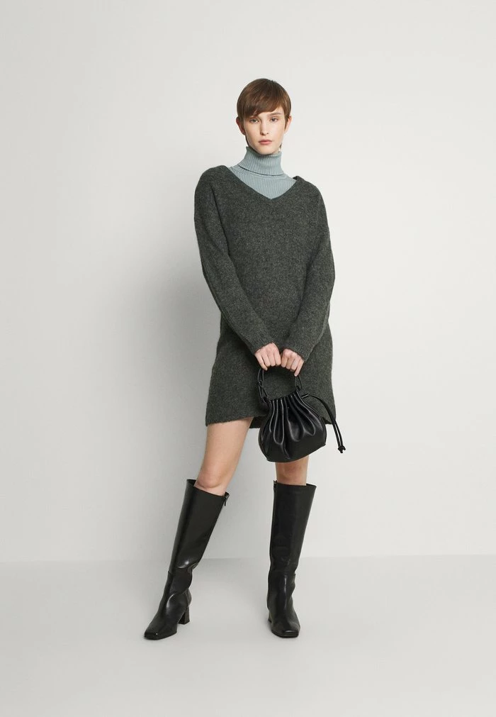 Buy ๐งจ JDYPHILINA V NECK ๐ DRESS - Jumper ๐ DRESS - Dark Grey Melange ๐ - Image 2