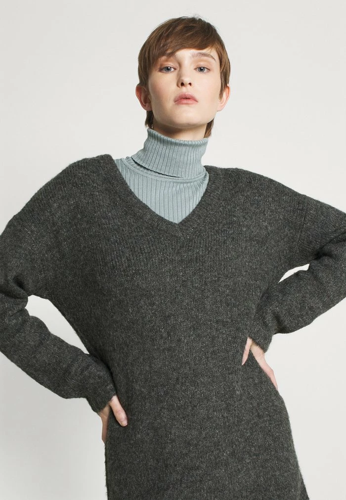 Buy ๐งจ JDYPHILINA V NECK ๐ DRESS - Jumper ๐ DRESS - Dark Grey Melange ๐ - Image 4