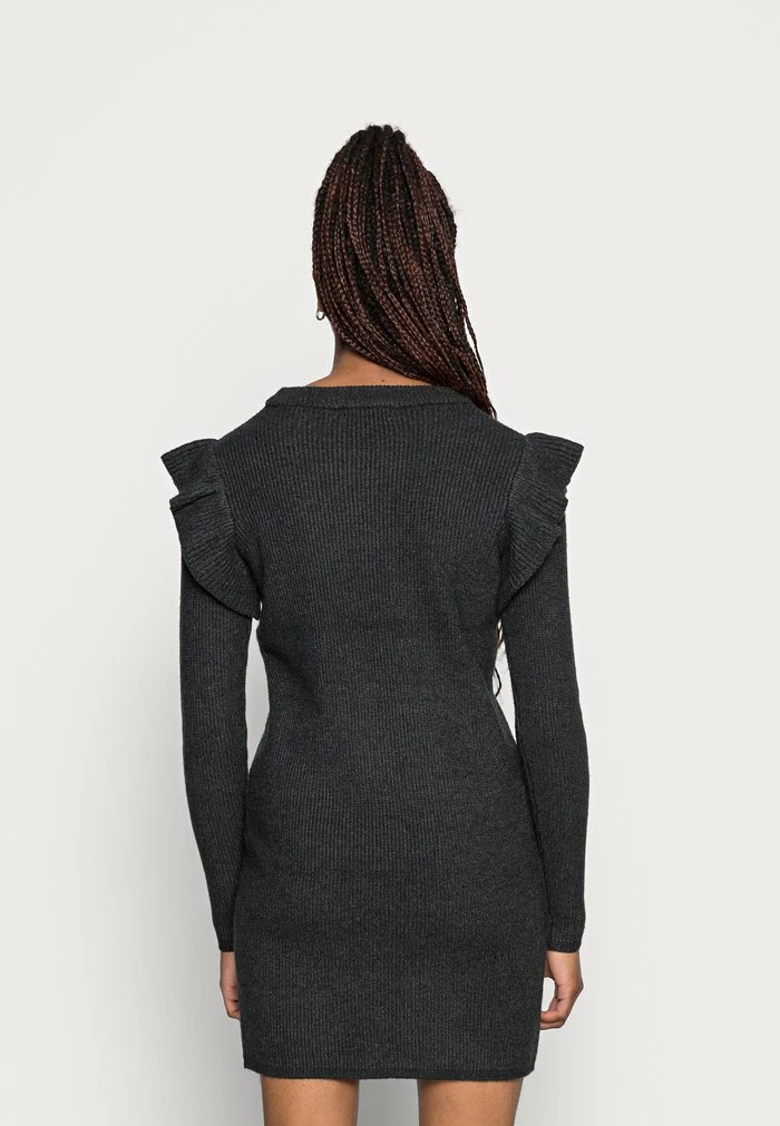 Deals ✔️ JDY WILLA FRILL 👗 DRESS - Jumper 👗 DRESS - Dark Grey Melange ⌛ - Image 3